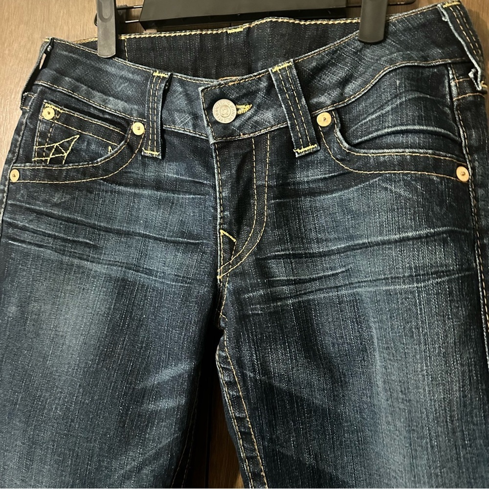 True Religion Women's Indigo Boot Cut Jeans Sz 30 Distressed Western - Picture 4 of 13